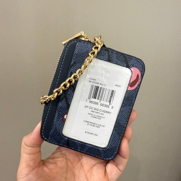 Limited ‼️Coach CZ468 Zip Card Case In Signature Canvas With Cherry Prin… - Picture 3 of 4